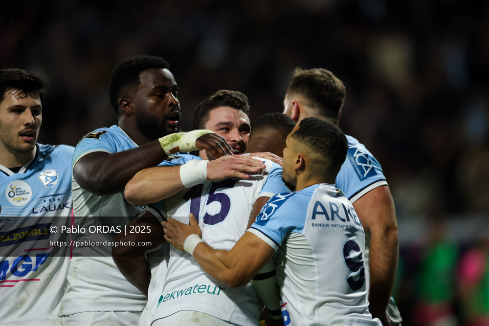 Mateo Carreras, lors du match de Top 14 entre l'Aviron bayonnais et le Stade français Paris, le 27 décembre 2025 au stade Jean Dauger de Bayonne, France (Photo Pablo ORDAS)