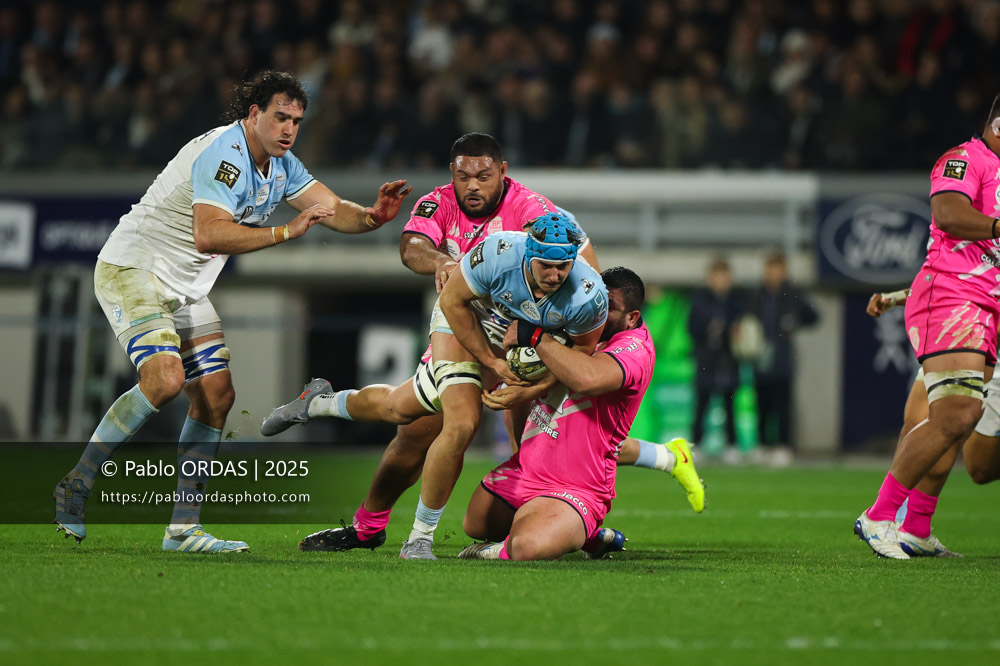 Esteban Capilla, lors du match de Top 14 entre l'Aviron bayonnais et le Stade français Paris, le 27 décembre 2025 au stade Jean Dauger de Bayonne, France (Photo Pablo ORDAS)