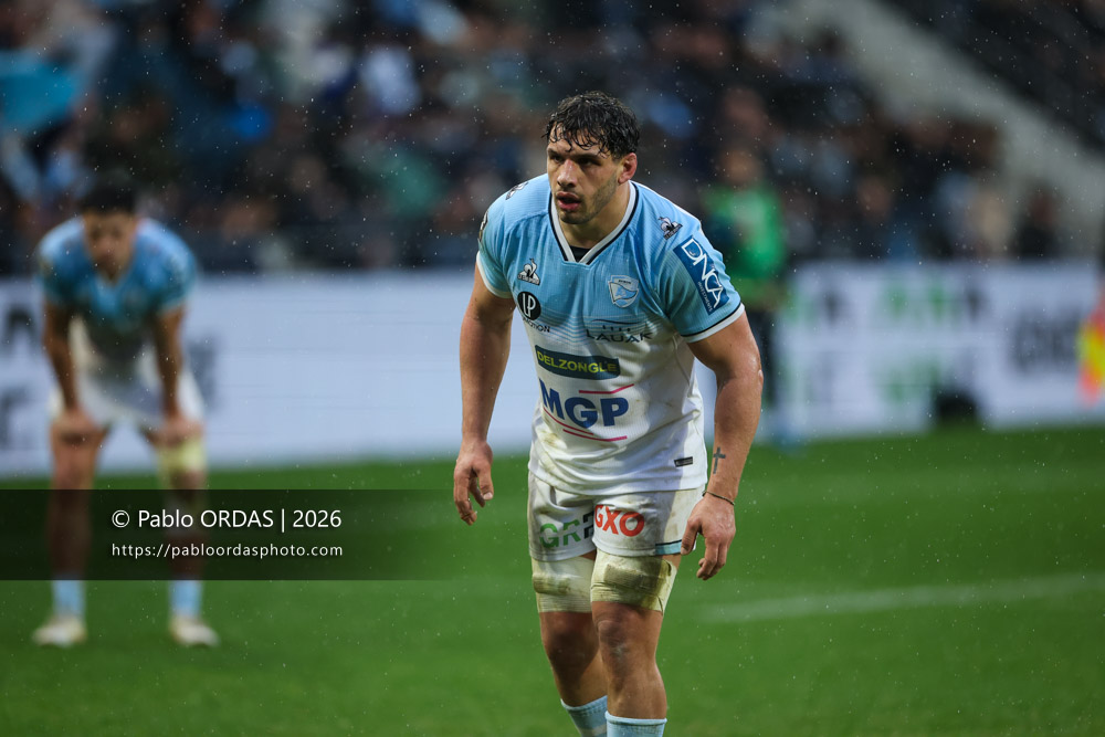 Alexandre Fischer, lors du match de Top 14 entre l'Aviron bayonnais et le Castres olympique, le 24 janvier 2026 au stade Jean Dauger de Bayonne, France (Photo Pablo ORDAS)