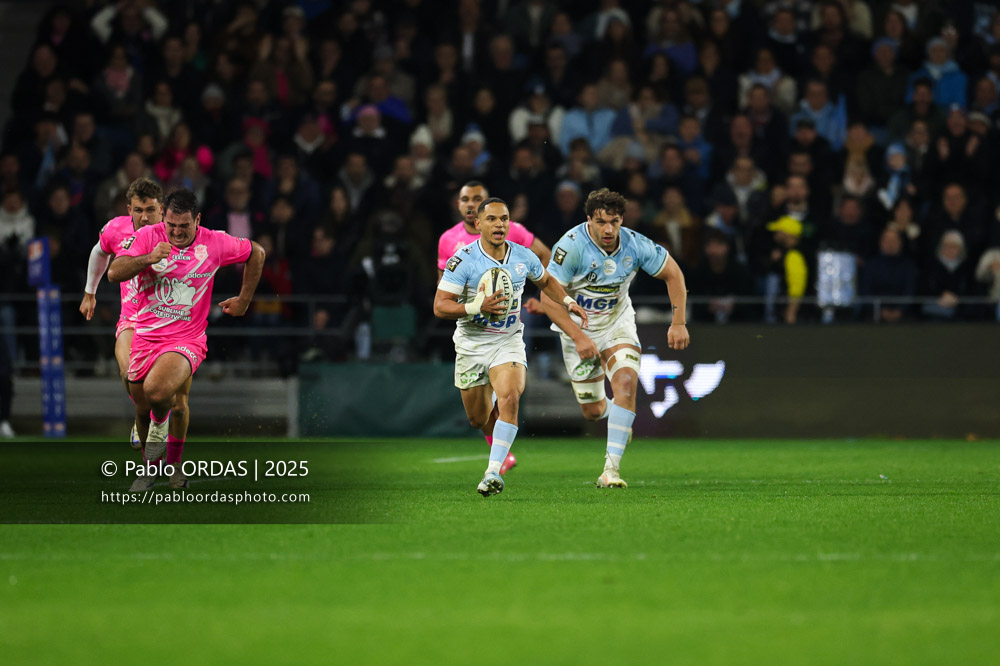 Herschel Jantjies, lors du match de Top 14 entre l'Aviron bayonnais et le Stade français Paris, le 27 décembre 2025 au stade Jean Dauger de Bayonne, France (Photo Pablo ORDAS)