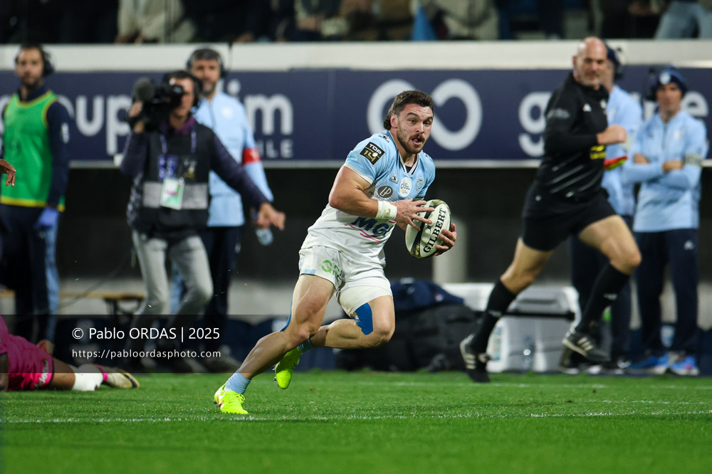 Mateo Carreras, lors du match de Top 14 entre l'Aviron bayonnais et le Stade français Paris, le 27 décembre 2025 au stade Jean Dauger de Bayonne, France (Photo Pablo ORDAS)