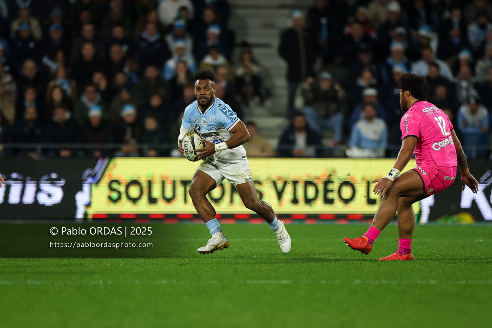 Sireli Maqala, lors du match de Top 14 entre l'Aviron bayonnais et le Stade français Paris, le 27 décembre 2025 au stade Jean Dauger de Bayonne, France (Photo Pablo ORDAS)