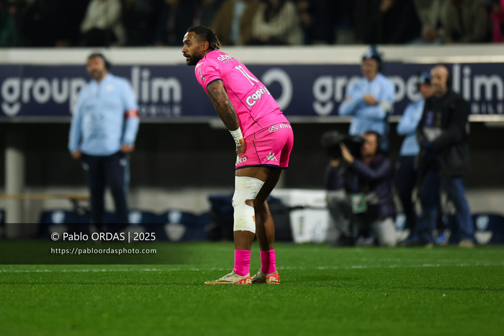 Peniasi Dakuwaqa, lors du match de Top 14 entre l'Aviron bayonnais et le Stade français Paris, le 27 décembre 2025 au stade Jean Dauger de Bayonne, France (Photo Pablo ORDAS)
