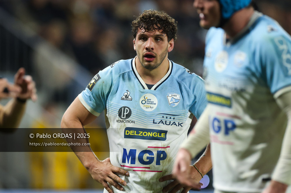 Alexandre Fischer, lors du match de Top 14 entre l'Aviron bayonnais et le Stade français Paris, le 27 décembre 2025 au stade Jean Dauger de Bayonne, France (Photo Pablo ORDAS)