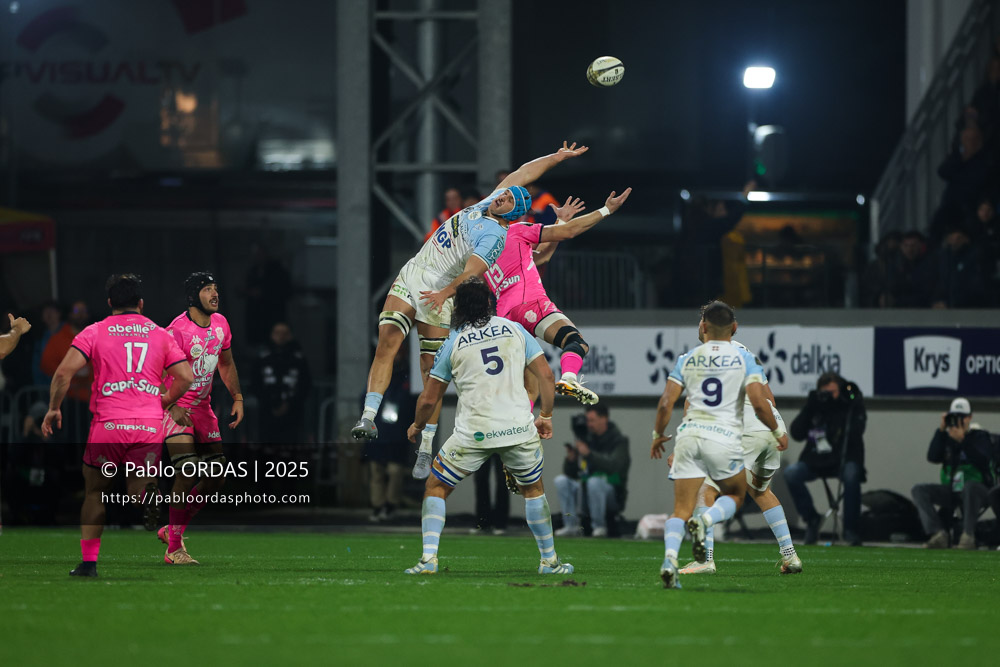 Esteban Capilla, lors du match de Top 14 entre l'Aviron bayonnais et le Stade français Paris, le 27 décembre 2025 au stade Jean Dauger de Bayonne, France (Photo Pablo ORDAS)