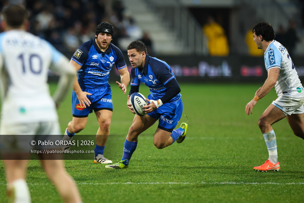 Jérémy Fernandez, lors du match de Top 14 entre l'Aviron bayonnais et le Castres olympique, le 24 janvier 2026 au stade Jean Dauger de Bayonne, France (Photo Pablo ORDAS)