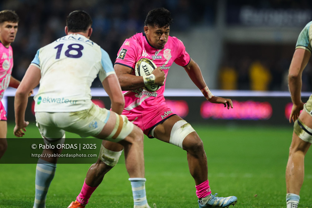 Tanginoa Halaifonua, lors du match de Top 14 entre l'Aviron bayonnais et le Stade français Paris, le 27 décembre 2025 au stade Jean Dauger de Bayonne, France (Photo Pablo ORDAS)