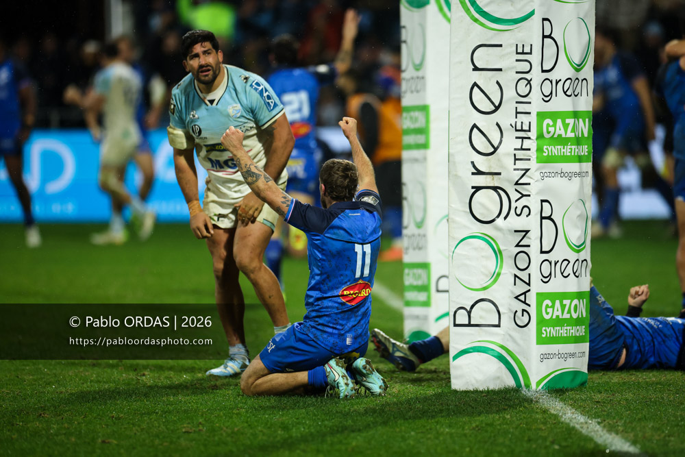 Rémy Baget, lors du match de Top 14 entre l'Aviron bayonnais et le Castres olympique, le 24 janvier 2026 au stade Jean Dauger de Bayonne, France (Photo Pablo ORDAS)