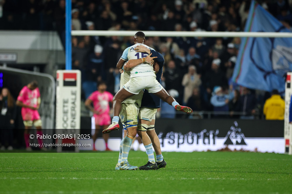 Cheikh Tiberghien, lors du match de Top 14 entre l'Aviron bayonnais et le Stade français Paris, le 27 décembre 2025 au stade Jean Dauger de Bayonne, France (Photo Pablo ORDAS)