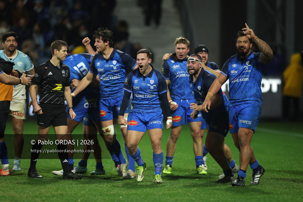 Jérémy Fernandez, lors du match de Top 14 entre l'Aviron bayonnais et le Castres olympique, le 24 janvier 2026 au stade Jean Dauger de Bayonne, France (Photo Pablo ORDAS)