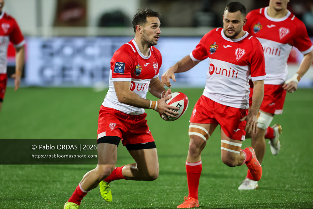 Kylian Jaminet, lors du match de Pro D2 entre le Biarritz olympique et Grenoble, le 30 janvier 2026 au stade Aguiléra de Biarritz, France (Photo Pablo ORDAS)