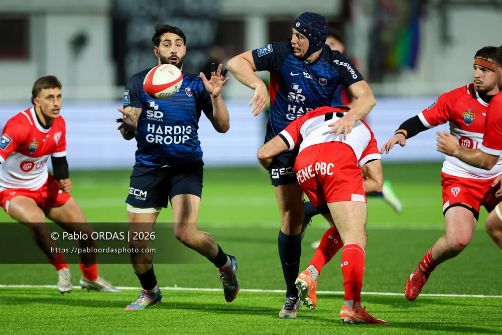 Yan Lestrade, lors du match de Pro D2 entre le Biarritz olympique et Grenoble, le 30 janvier 2026 au stade Aguiléra de Biarritz, France (Photo Pablo ORDAS)