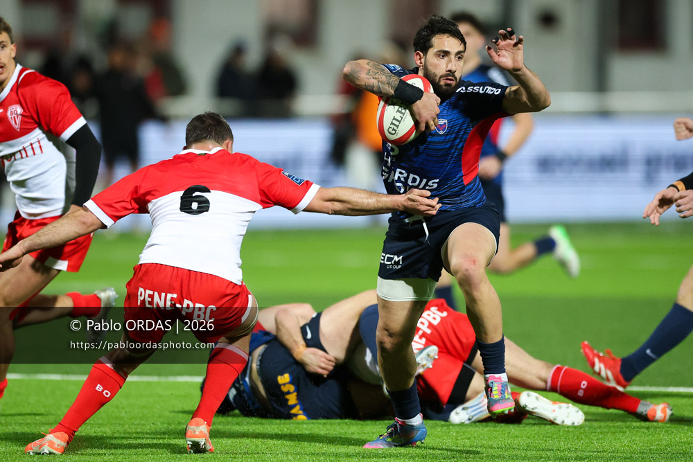 Giorgi Kveseladze, lors du match de Pro D2 entre le Biarritz olympique et Grenoble, le 30 janvier 2026 au stade Aguiléra de Biarritz, France (Photo Pablo ORDAS)