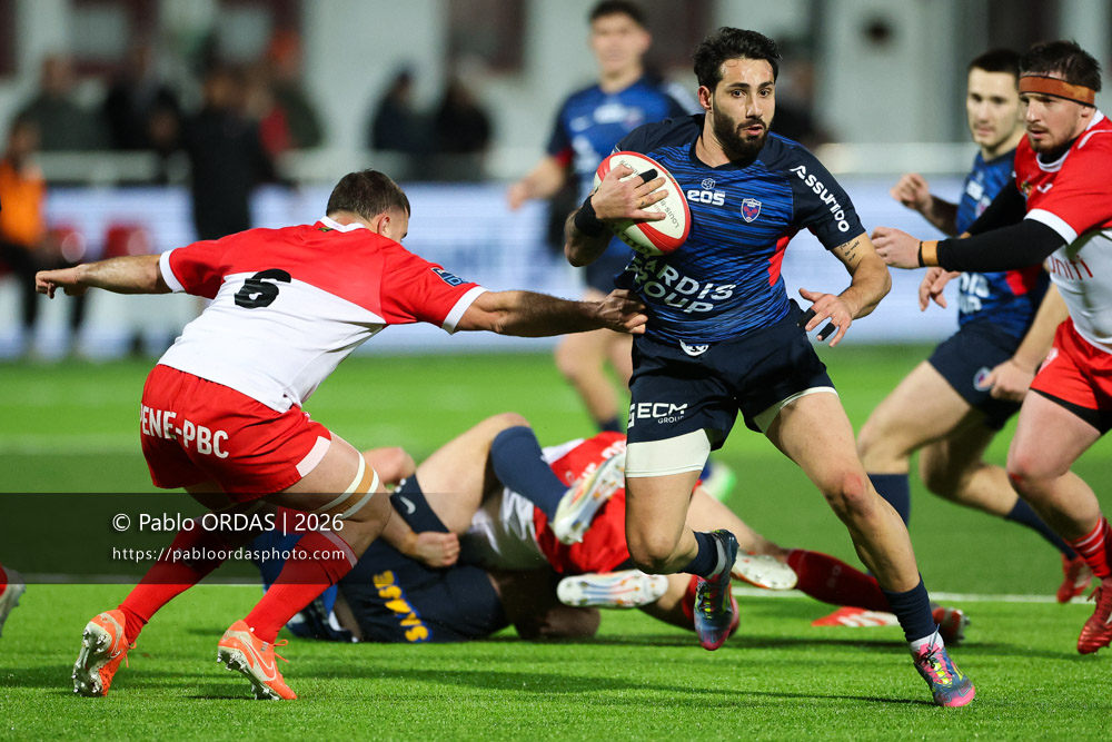 Giorgi Kveseladze, lors du match de Pro D2 entre le Biarritz olympique et Grenoble, le 30 janvier 2026 au stade Aguiléra de Biarritz, France (Photo Pablo ORDAS)