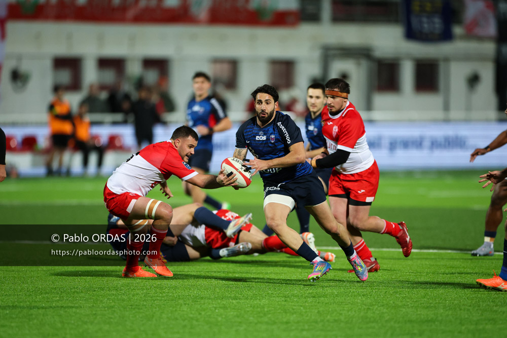 Giorgi Kveseladze, lors du match de Pro D2 entre le Biarritz olympique et Grenoble, le 30 janvier 2026 au stade Aguiléra de Biarritz, France (Photo Pablo ORDAS)