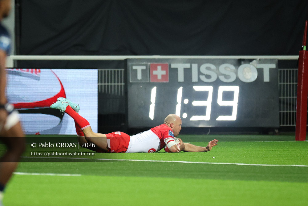 Mathieu Acebes, lors du match de Pro D2 entre le Biarritz olympique et Grenoble, le 30 janvier 2026 au stade Aguiléra de Biarritz, France (Photo Pablo ORDAS)