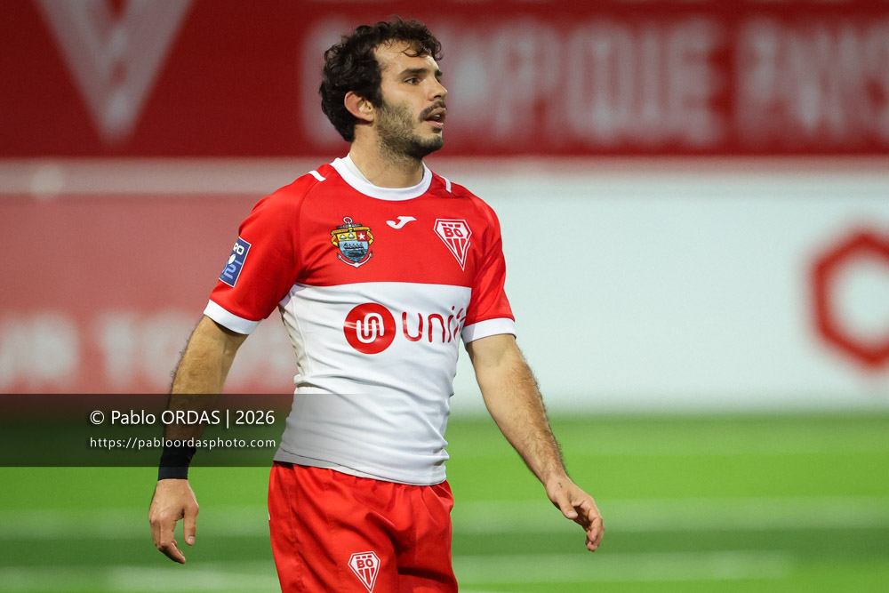 Arthur Bonneval, lors du match de Pro D2 entre le Biarritz olympique et Grenoble, le 30 janvier 2026 au stade Aguiléra de Biarritz, France (Photo Pablo ORDAS)