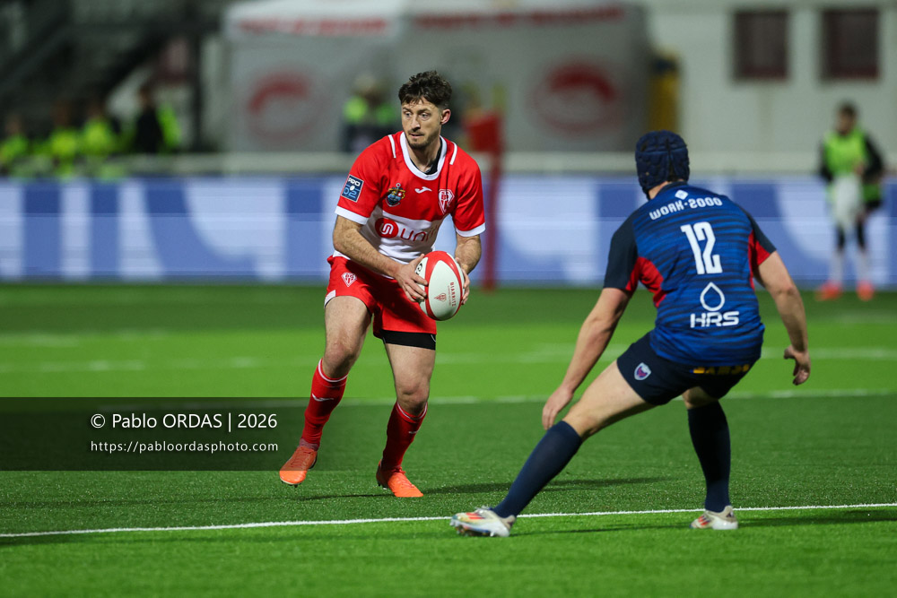 Enzo Selponi, lors du match de Pro D2 entre le Biarritz olympique et Grenoble, le 30 janvier 2026 au stade Aguiléra de Biarritz, France (Photo Pablo ORDAS)