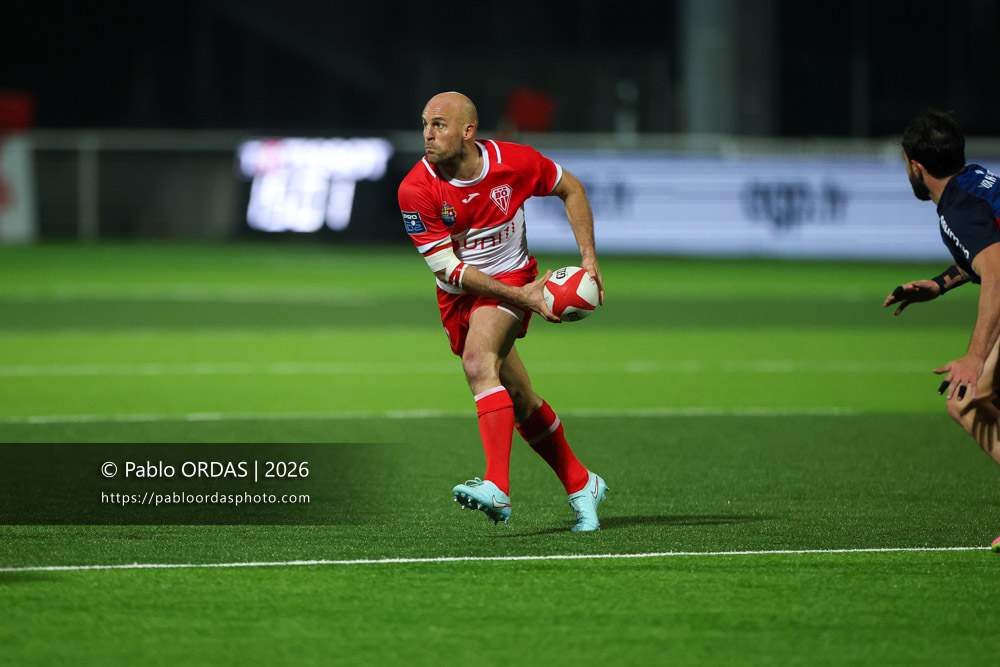 Mathieu Acebes, lors du match de Pro D2 entre le Biarritz olympique et Grenoble, le 30 janvier 2026 au stade Aguiléra de Biarritz, France (Photo Pablo ORDAS)