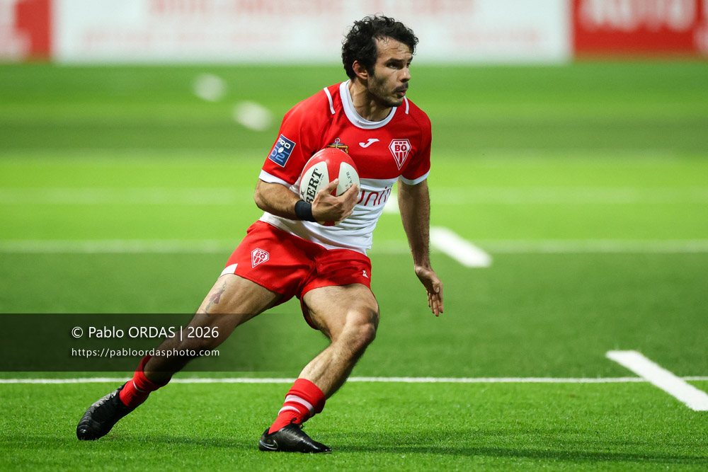 Arthur Bonneval, lors du match de Pro D2 entre le Biarritz olympique et Grenoble, le 30 janvier 2026 au stade Aguiléra de Biarritz, France (Photo Pablo ORDAS)