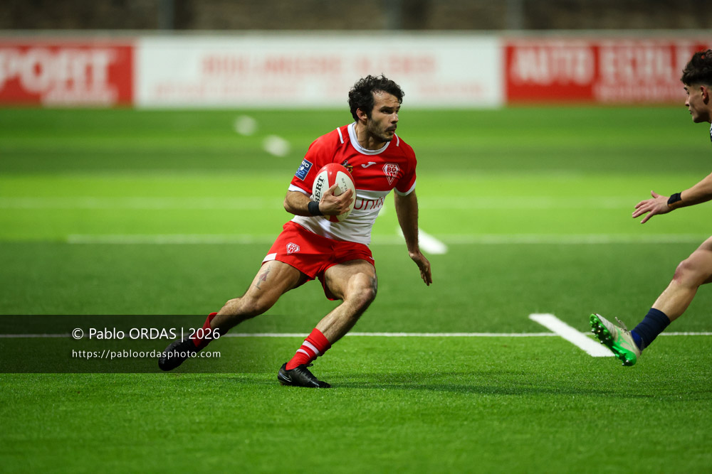 Arthur Bonneval, lors du match de Pro D2 entre le Biarritz olympique et Grenoble, le 30 janvier 2026 au stade Aguiléra de Biarritz, France (Photo Pablo ORDAS)