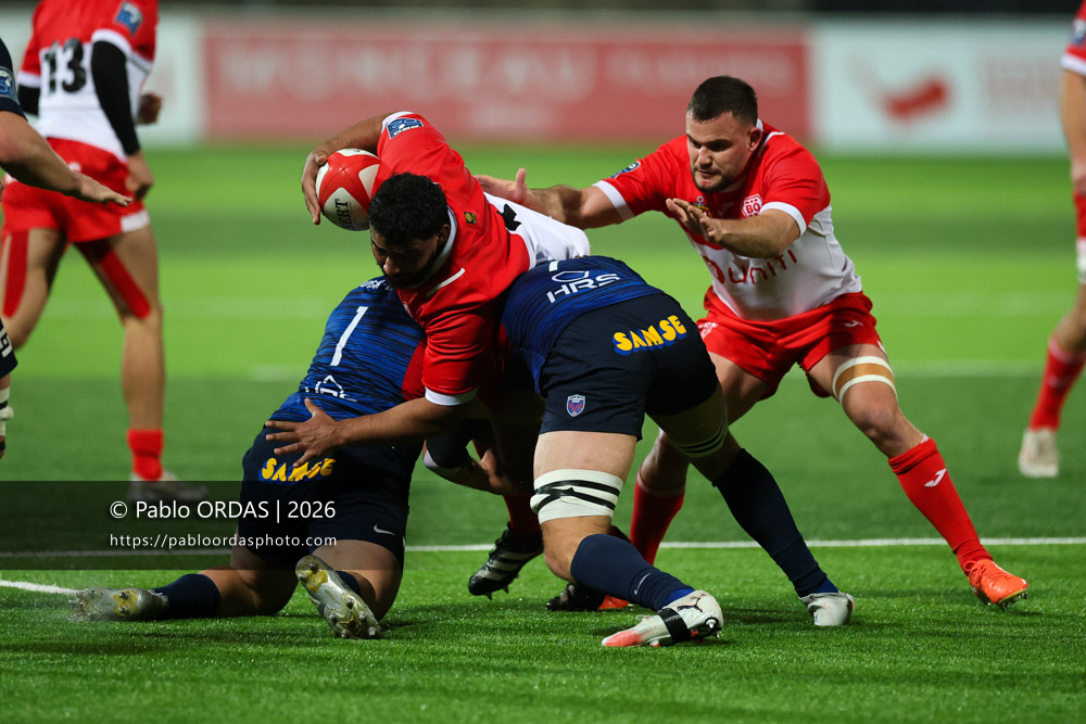 Zakaria El Fakir, lors du match de Pro D2 entre le Biarritz olympique et Grenoble, le 30 janvier 2026 au stade Aguiléra de Biarritz, France (Photo Pablo ORDAS)