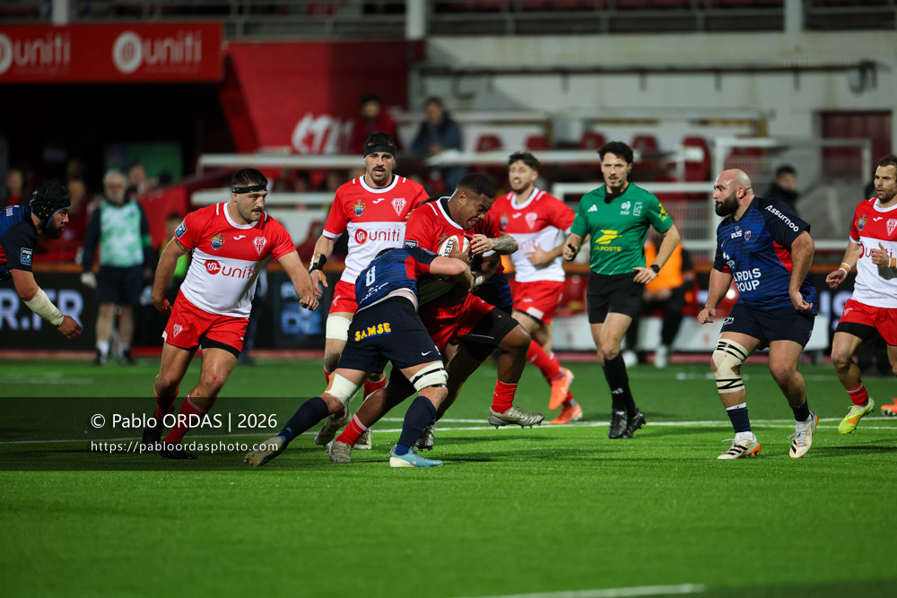 Johnny Dyer, lors du match de Pro D2 entre le Biarritz olympique et Grenoble, le 30 janvier 2026 au stade Aguiléra de Biarritz, France (Photo Pablo ORDAS)