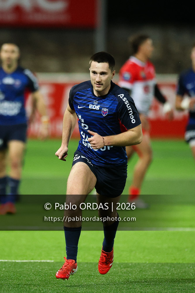 Maël Navizet, lors du match de Pro D2 entre le Biarritz olympique et Grenoble, le 30 janvier 2026 au stade Aguiléra de Biarritz, France (Photo Pablo ORDAS)