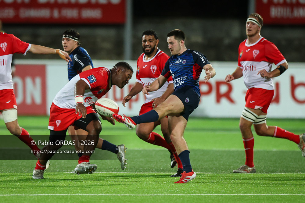 Maël Navizet, lors du match de Pro D2 entre le Biarritz olympique et Grenoble, le 30 janvier 2026 au stade Aguiléra de Biarritz, France (Photo Pablo ORDAS)