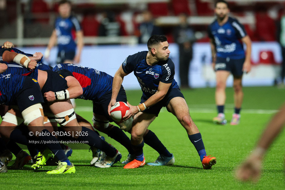 Barnabé Couilloud, lors du match de Pro D2 entre le Biarritz olympique et Grenoble, le 30 janvier 2026 au stade Aguiléra de Biarritz, France (Photo Pablo ORDAS)