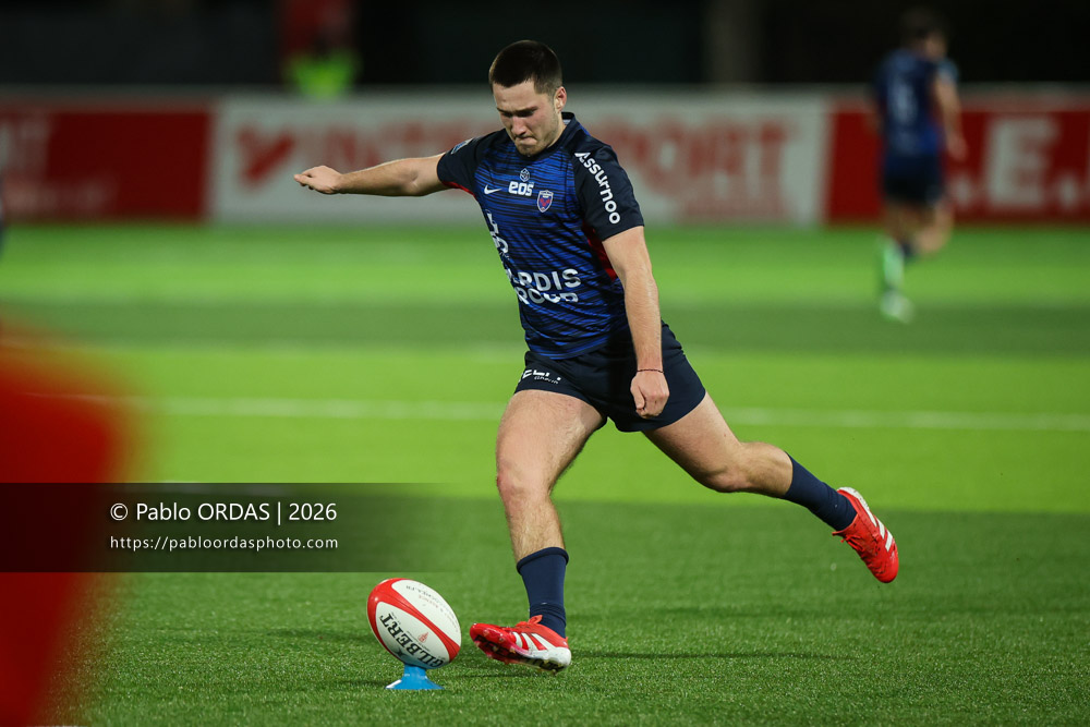 Maël Navizet, lors du match de Pro D2 entre le Biarritz olympique et Grenoble, le 30 janvier 2026 au stade Aguiléra de Biarritz, France (Photo Pablo ORDAS)