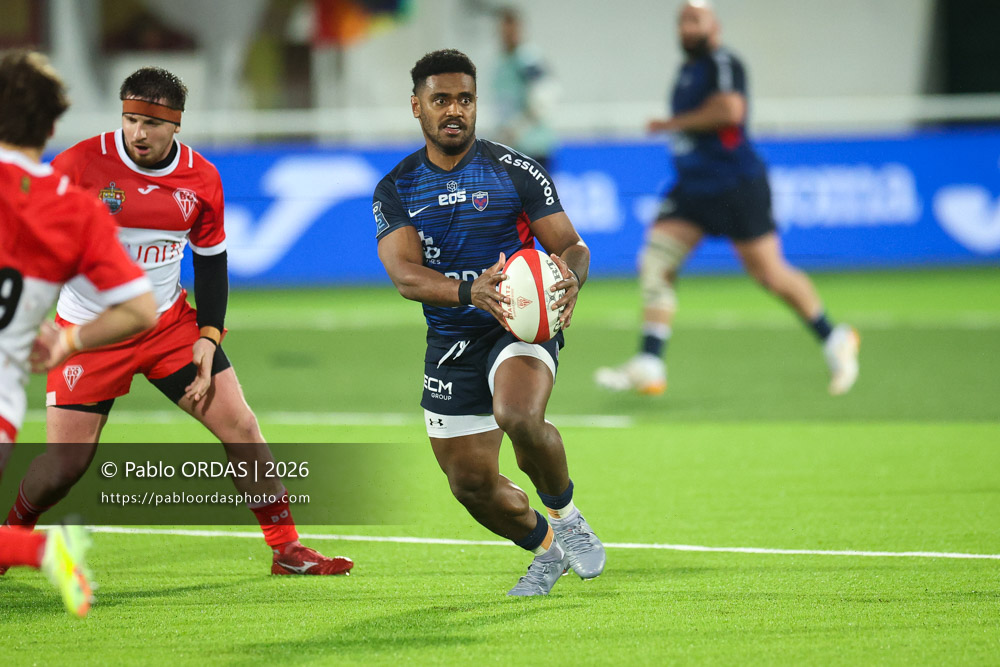 Kaminieli Rasaku, lors du match de Pro D2 entre le Biarritz olympique et Grenoble, le 30 janvier 2026 au stade Aguiléra de Biarritz, France (Photo Pablo ORDAS)