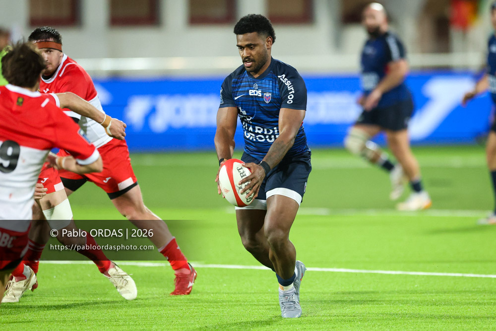 Kaminieli Rasaku, lors du match de Pro D2 entre le Biarritz olympique et Grenoble, le 30 janvier 2026 au stade Aguiléra de Biarritz, France (Photo Pablo ORDAS)