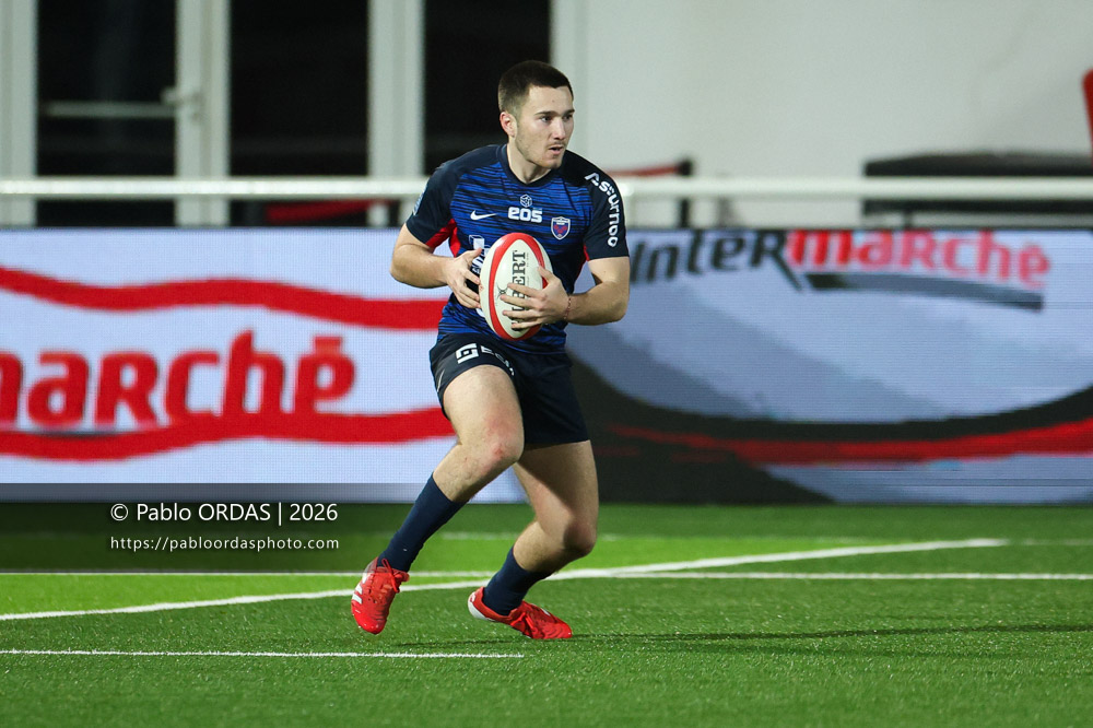 Maël Navizet, lors du match de Pro D2 entre le Biarritz olympique et Grenoble, le 30 janvier 2026 au stade Aguiléra de Biarritz, France (Photo Pablo ORDAS)