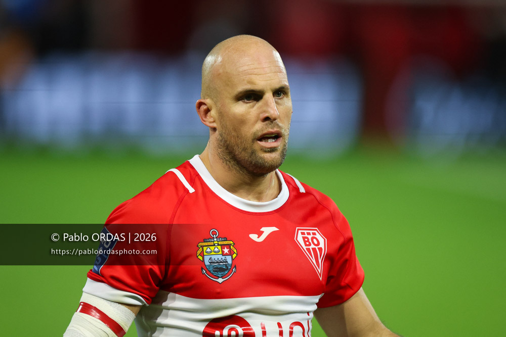 Mathieu Acebes, lors du match de Pro D2 entre le Biarritz olympique et Grenoble, le 30 janvier 2026 au stade Aguiléra de Biarritz, France (Photo Pablo ORDAS)