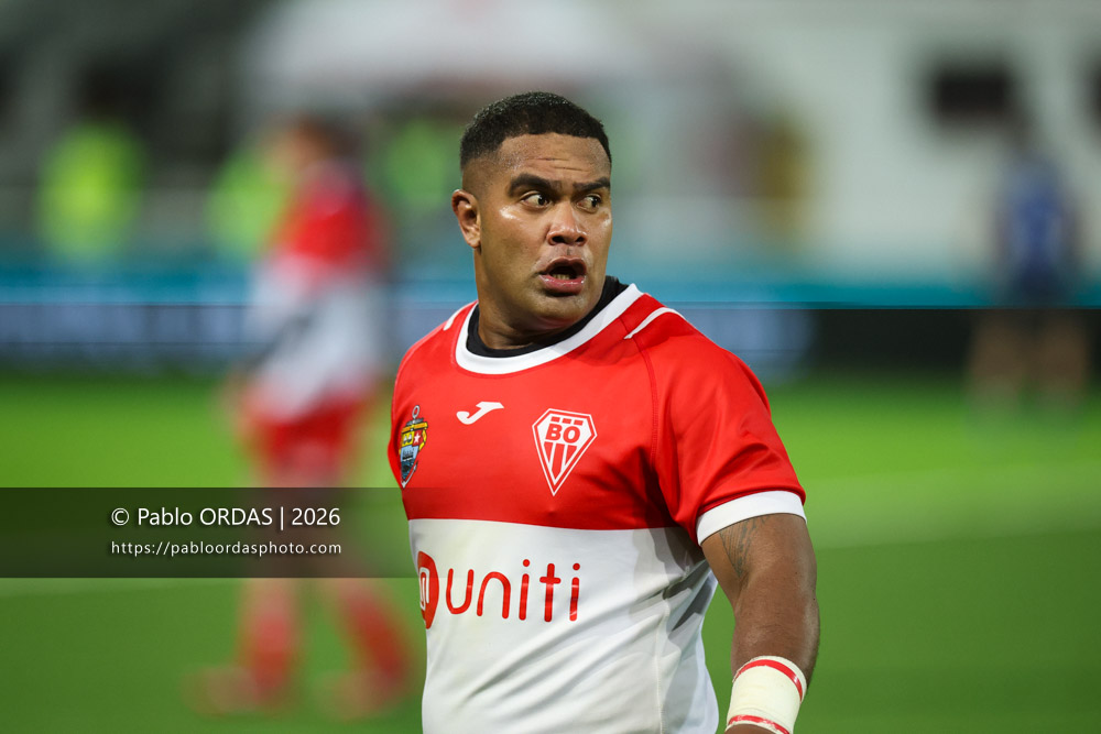 Johnny Dyer, lors du match de Pro D2 entre le Biarritz olympique et Grenoble, le 30 janvier 2026 au stade Aguiléra de Biarritz, France (Photo Pablo ORDAS)
