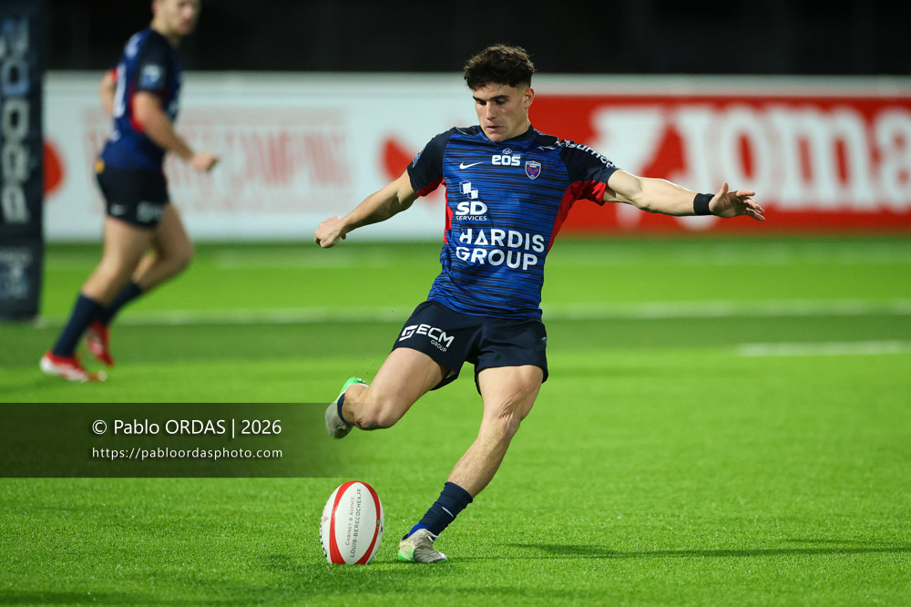 Max Clément, lors du match de Pro D2 entre le Biarritz olympique et Grenoble, le 30 janvier 2026 au stade Aguiléra de Biarritz, France (Photo Pablo ORDAS)
