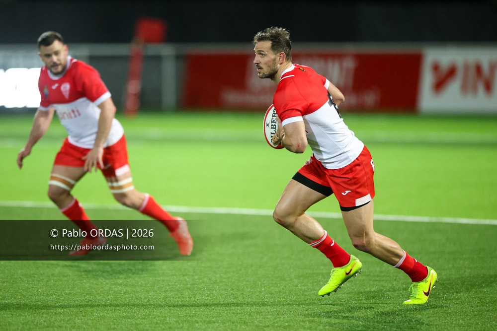Kylian Jaminet, lors du match de Pro D2 entre le Biarritz olympique et Grenoble, le 30 janvier 2026 au stade Aguiléra de Biarritz, France (Photo Pablo ORDAS)