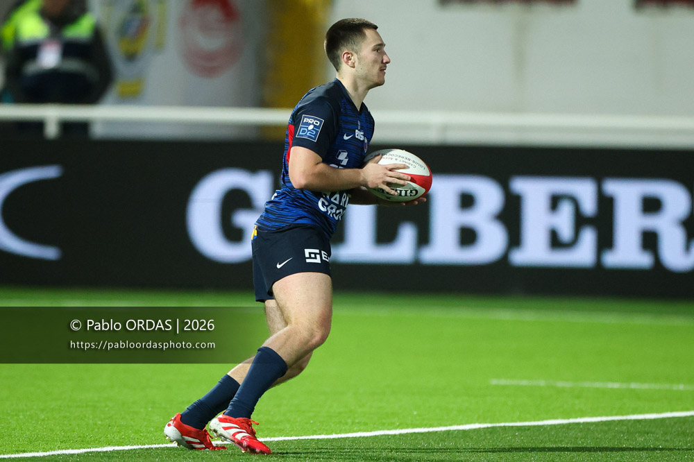 Maël Navizet, lors du match de Pro D2 entre le Biarritz olympique et Grenoble, le 30 janvier 2026 au stade Aguiléra de Biarritz, France (Photo Pablo ORDAS)