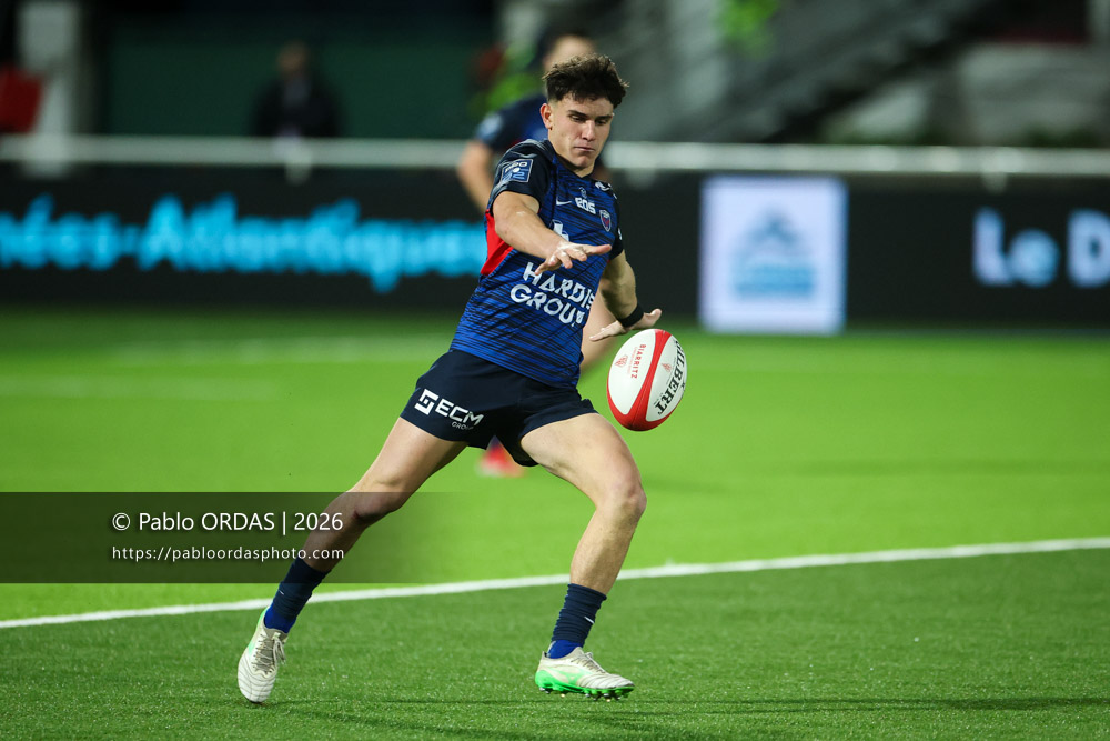 Max Clément, lors du match de Pro D2 entre le Biarritz olympique et Grenoble, le 30 janvier 2026 au stade Aguiléra de Biarritz, France (Photo Pablo ORDAS)