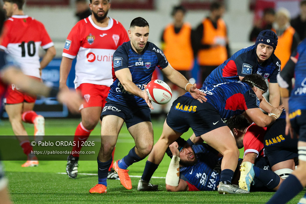 Barnabé Couilloud, lors du match de Pro D2 entre le Biarritz olympique et Grenoble, le 30 janvier 2026 au stade Aguiléra de Biarritz, France (Photo Pablo ORDAS)