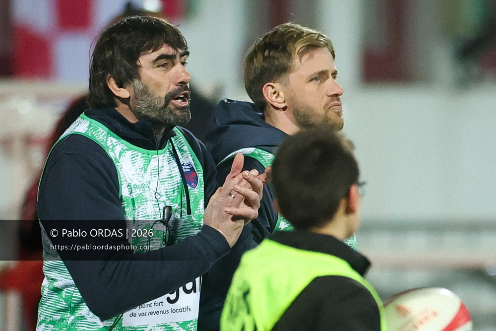 Jeff Dubois, lors du match de Pro D2 entre le Biarritz olympique et Grenoble, le 30 janvier 2026 au stade Aguiléra de Biarritz, France (Photo Pablo ORDAS)