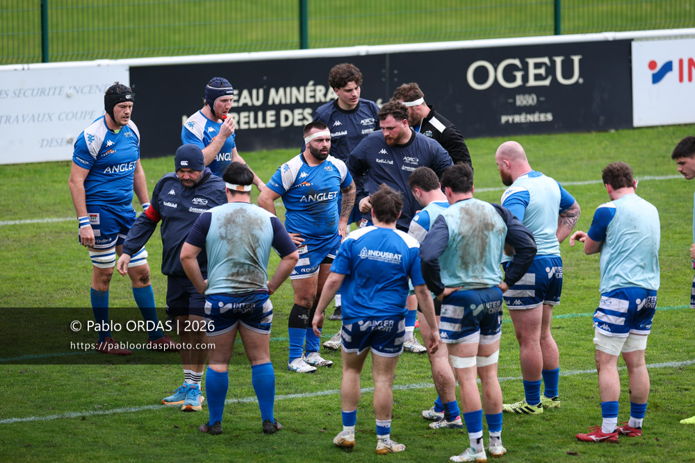 Maxime Gonzalez, lors du match de Nationale 2 entre l'Anglet olympique et l'US Marmande, le 8 février 2026 au stade Saint-Jean d'Anglet, France (Photo Pablo ORDAS)