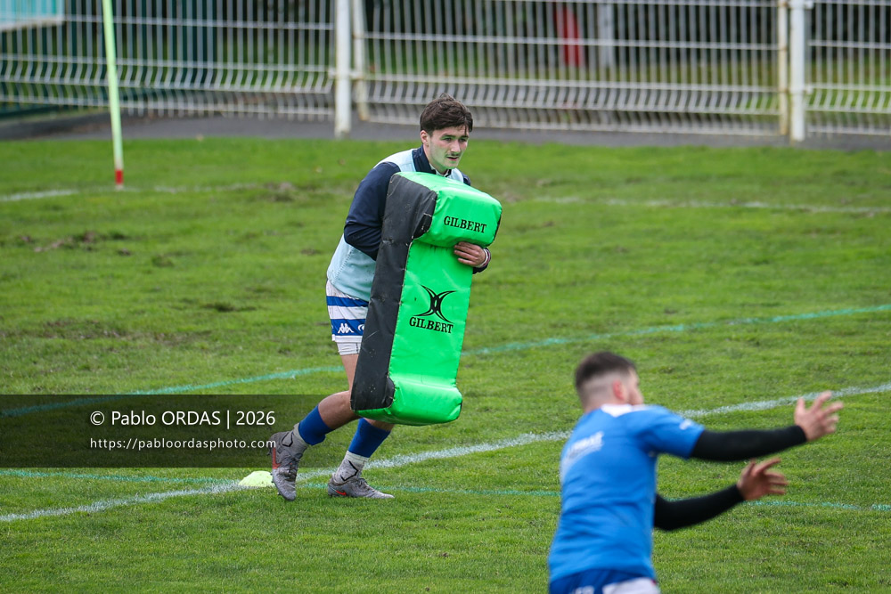 Arthur Tredjeu, lors du match de Nationale 2 entre l'Anglet olympique et l'US Marmande, le 8 février 2026 au stade Saint-Jean d'Anglet, France (Photo Pablo ORDAS)