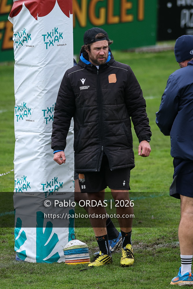 Benoit Bonetti, lors du match de Nationale 2 entre l'Anglet olympique et l'US Marmande, le 8 février 2026 au stade Saint-Jean d'Anglet, France (Photo Pablo ORDAS)