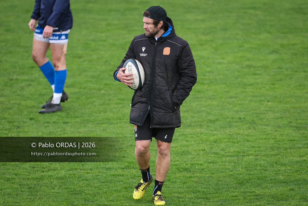 Benoit Bonetti, lors du match de Nationale 2 entre l'Anglet olympique et l'US Marmande, le 8 février 2026 au stade Saint-Jean d'Anglet, France (Photo Pablo ORDAS)