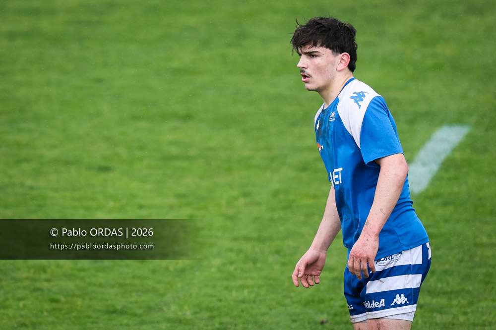 Jean Ballin, lors du match de Nationale 2 entre l'Anglet olympique et l'US Marmande, le 8 février 2026 au stade Saint-Jean d'Anglet, France (Photo Pablo ORDAS)