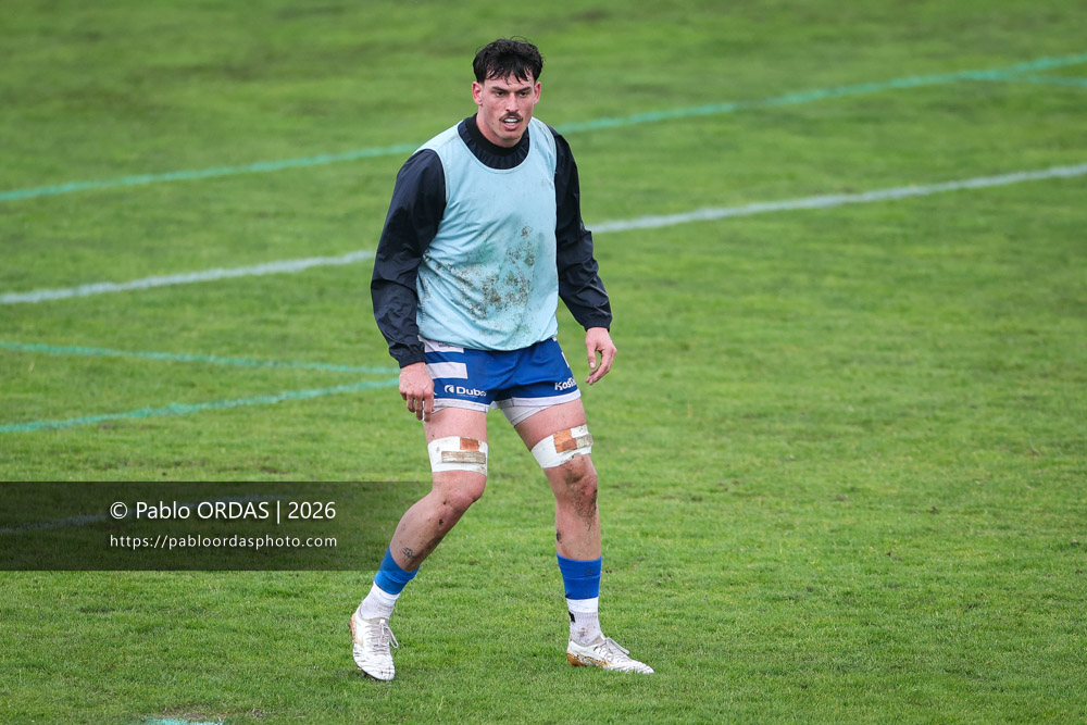 Timothé Grégoire, lors du match de Nationale 2 entre l'Anglet olympique et l'US Marmande, le 8 février 2026 au stade Saint-Jean d'Anglet, France (Photo Pablo ORDAS)