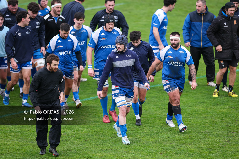 Maxime Egurrola, lors du match de Nationale 2 entre l'Anglet olympique et l'US Marmande, le 8 février 2026 au stade Saint-Jean d'Anglet, France (Photo Pablo ORDAS)
