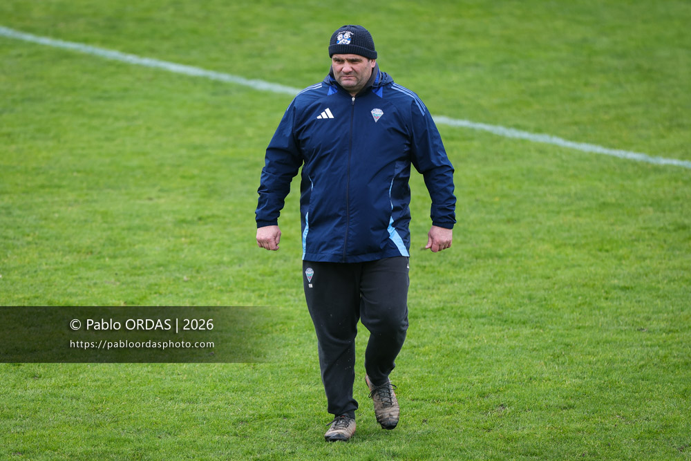 Rémi Monpouillan, lors du match de Nationale 2 entre l'Anglet olympique et l'US Marmande, le 8 février 2026 au stade Saint-Jean d'Anglet, France (Photo Pablo ORDAS)